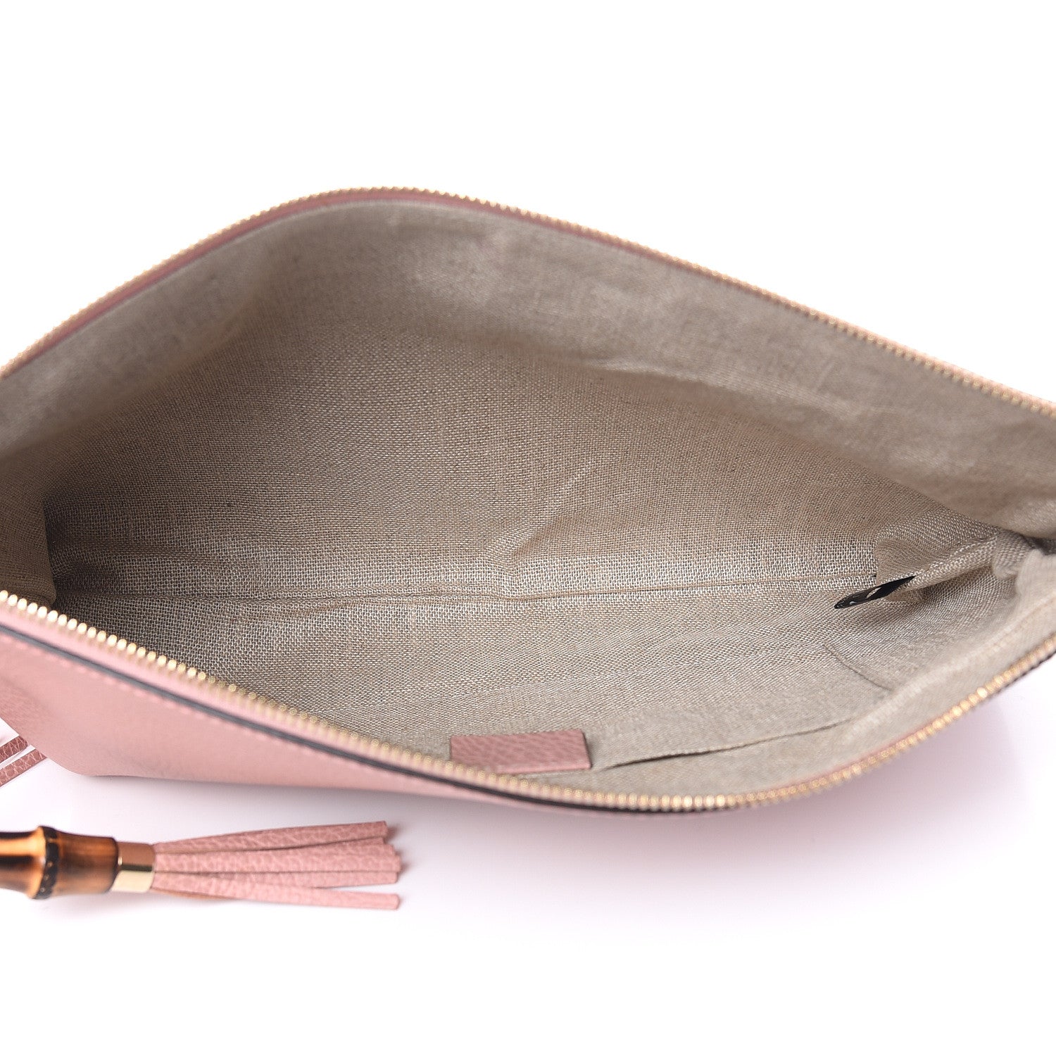 Gucci Calfskin Large Bamboo Clutch Pink 5 of 8