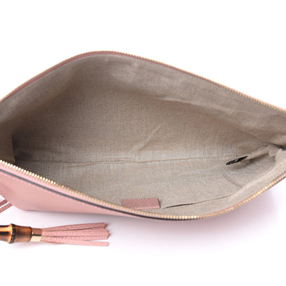 Gucci Calfskin Large Bamboo Clutch Pink 5 of 8