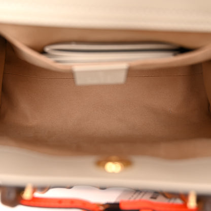 Gucci Wonka Grain Calfskin Small Diana Tote Bag Mystic White Orange Fluo 5 of 10