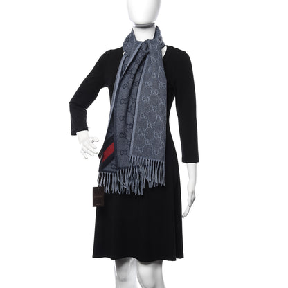 Gucci Wool Alpaca Monogram Web New Nikky Scarf Midnight Blue 2 of 5