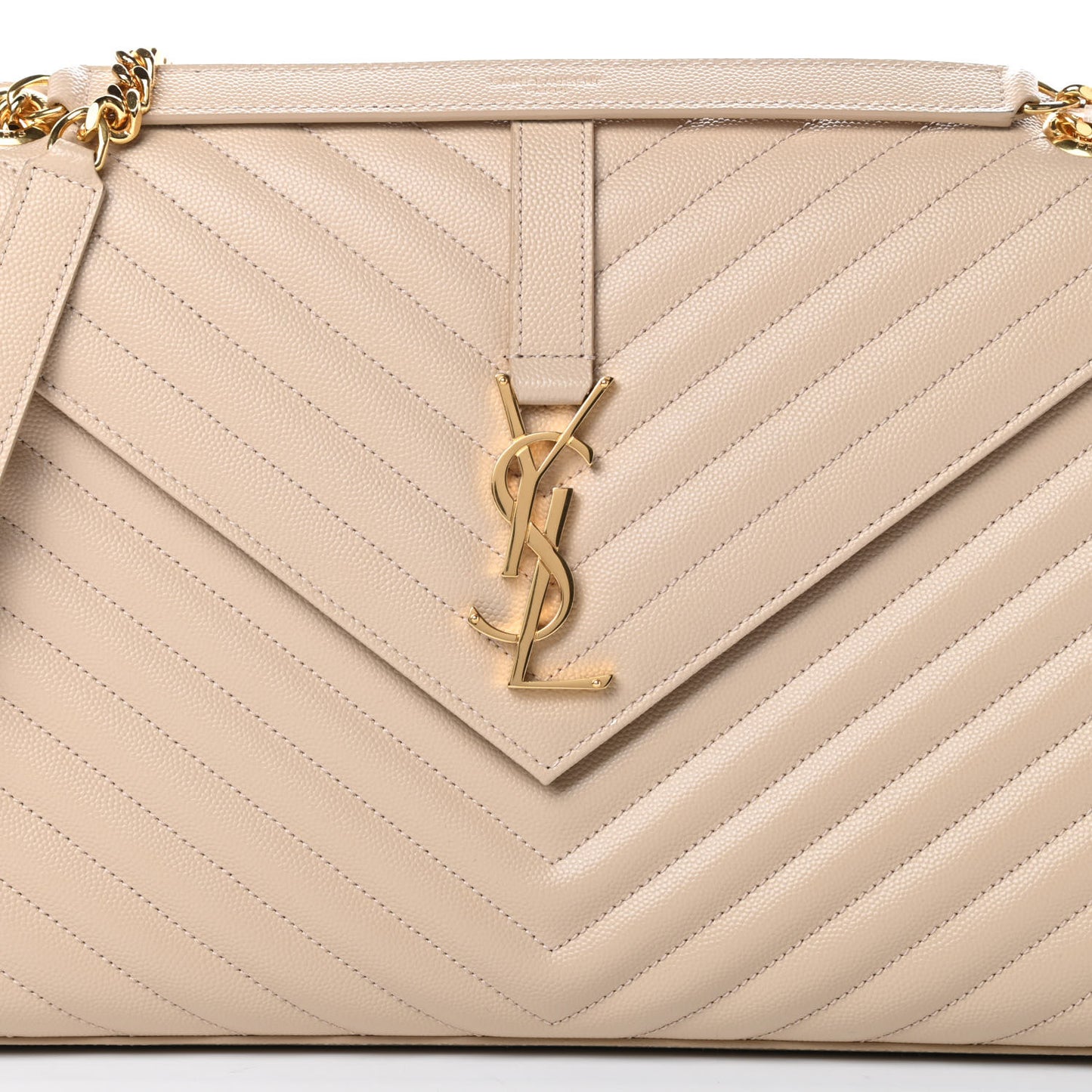 Grain De Poudre Matelasse Chevron Large Monogram Satchel Nude Powder