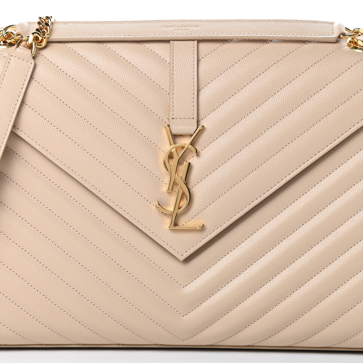 Saint Laurent Grain De Poudre Matelasse Chevron Large Monogram Satchel Nude Powder 8 of 11