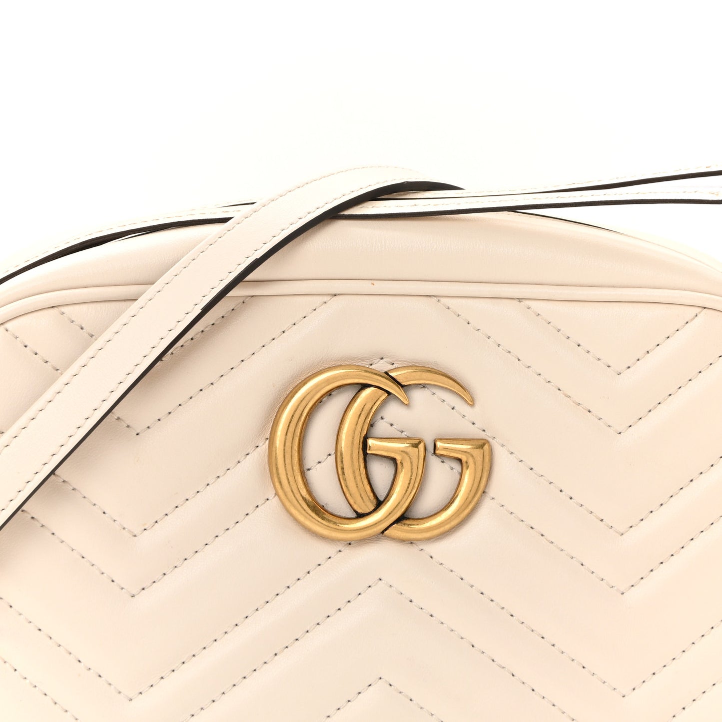Calfskin Matelasse Small GG Marmont Chain Shoulder Bag White