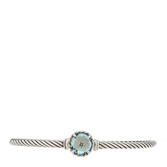 Sterling Silver Blue Topaz 3mm Chatelaine Bracelet