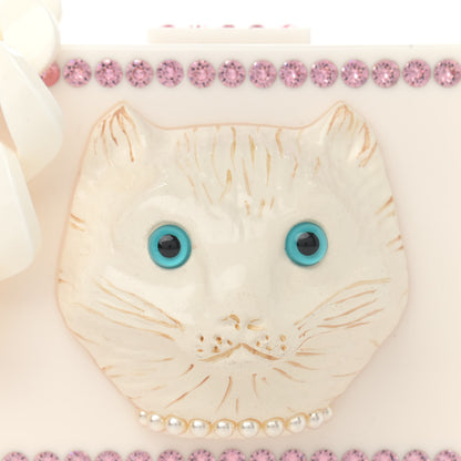 Gucci Plexiglass Crystal Cat Face Box Clutch White 8 of 14