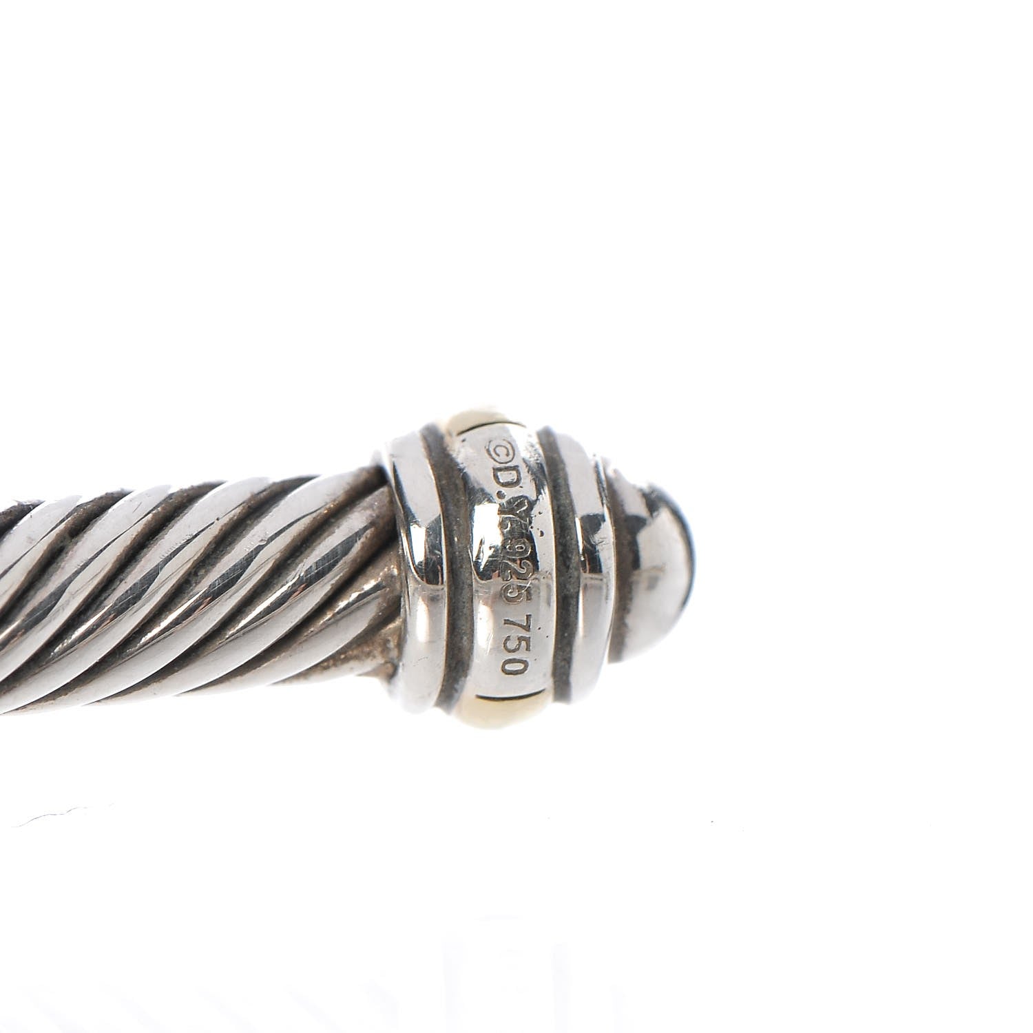 David Yurman Sterling Silver 18K Yellow Gold 4mm Cable Classics Bracelet 3 of 4