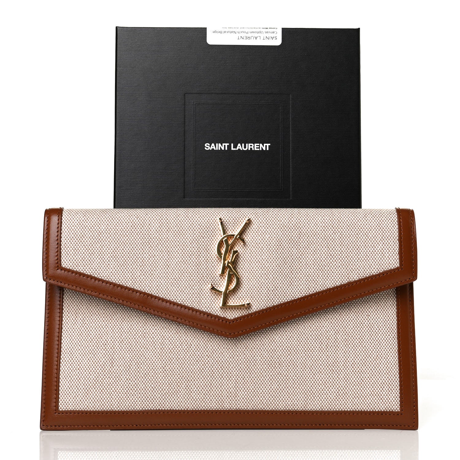 Saint Laurent Canvas Uptown Pouch Natural Beige Brick 10 of 10
