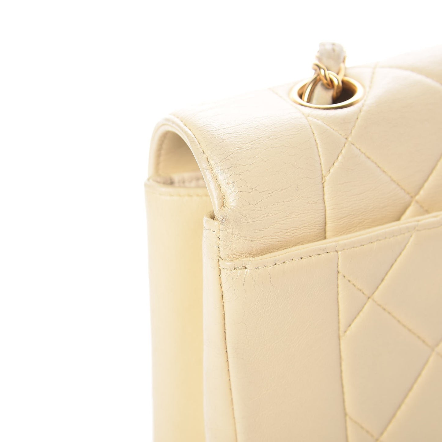 Lambskin Quilted Small Single Flap Beige