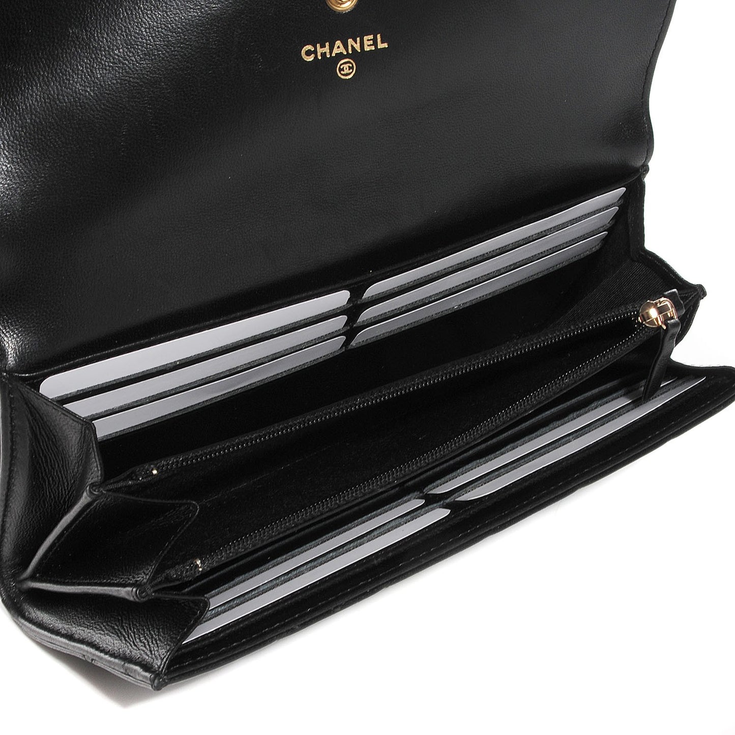 Lambskin Quilted Boy Flap Wallet Black