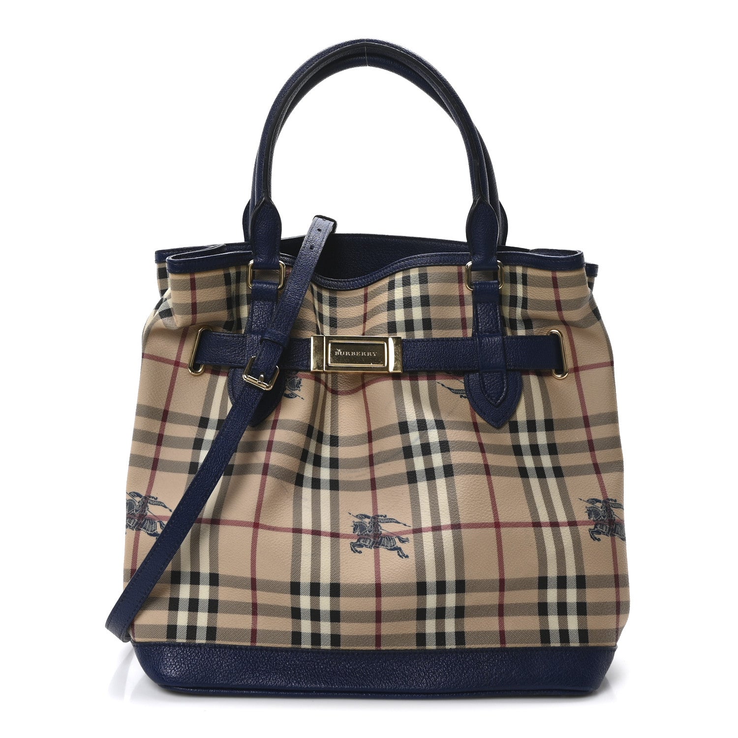 Burberry Haymarket Check Medium Golderton Tote Blue 1 of 9
