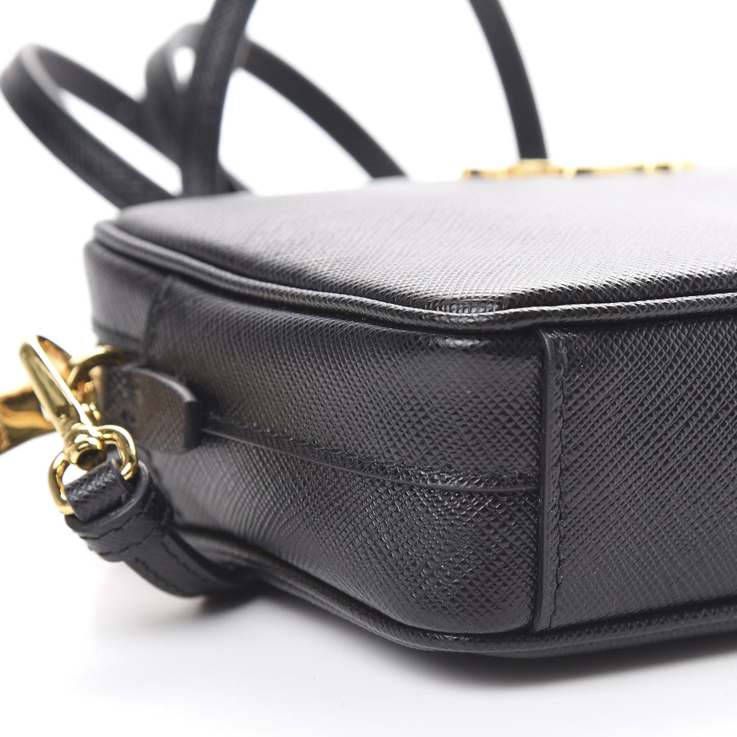 Saffiano Lux Small Camera Crossbody Bag Black