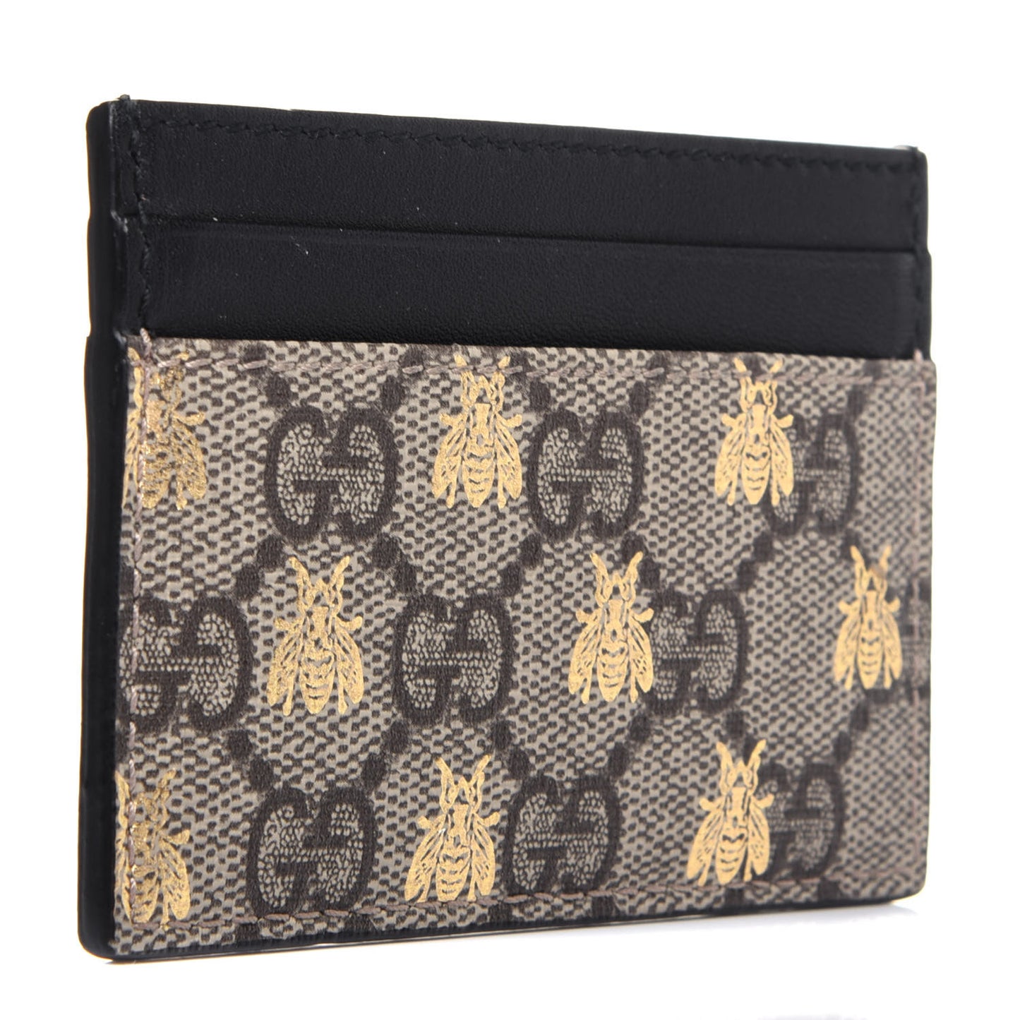 GG Supreme Monogram Bees Card Holder Black