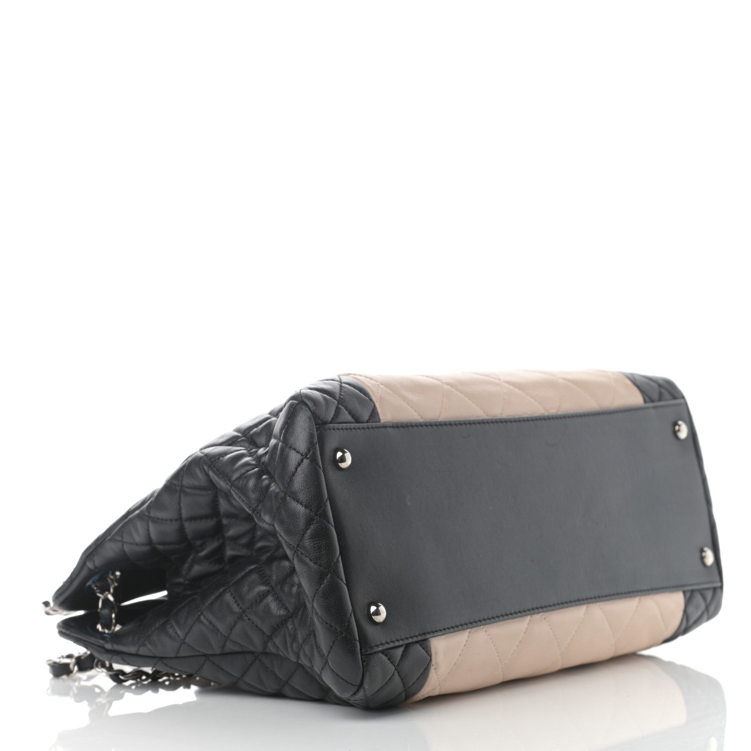 Chanel Lambskin Quilted CC Shopping Tote Black Rose Clair 4 of 13