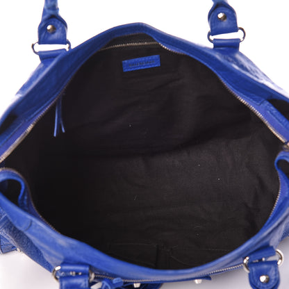 Balenciaga Agneau Classic Silver Hardware City Logo Strap Bleu Electric Black 5 of 15