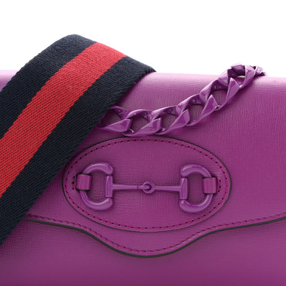 Gucci Azalea Calfskin Web Small Horsebit 1955 Crossbody Bag Spicy Cyclamin 8 of 11