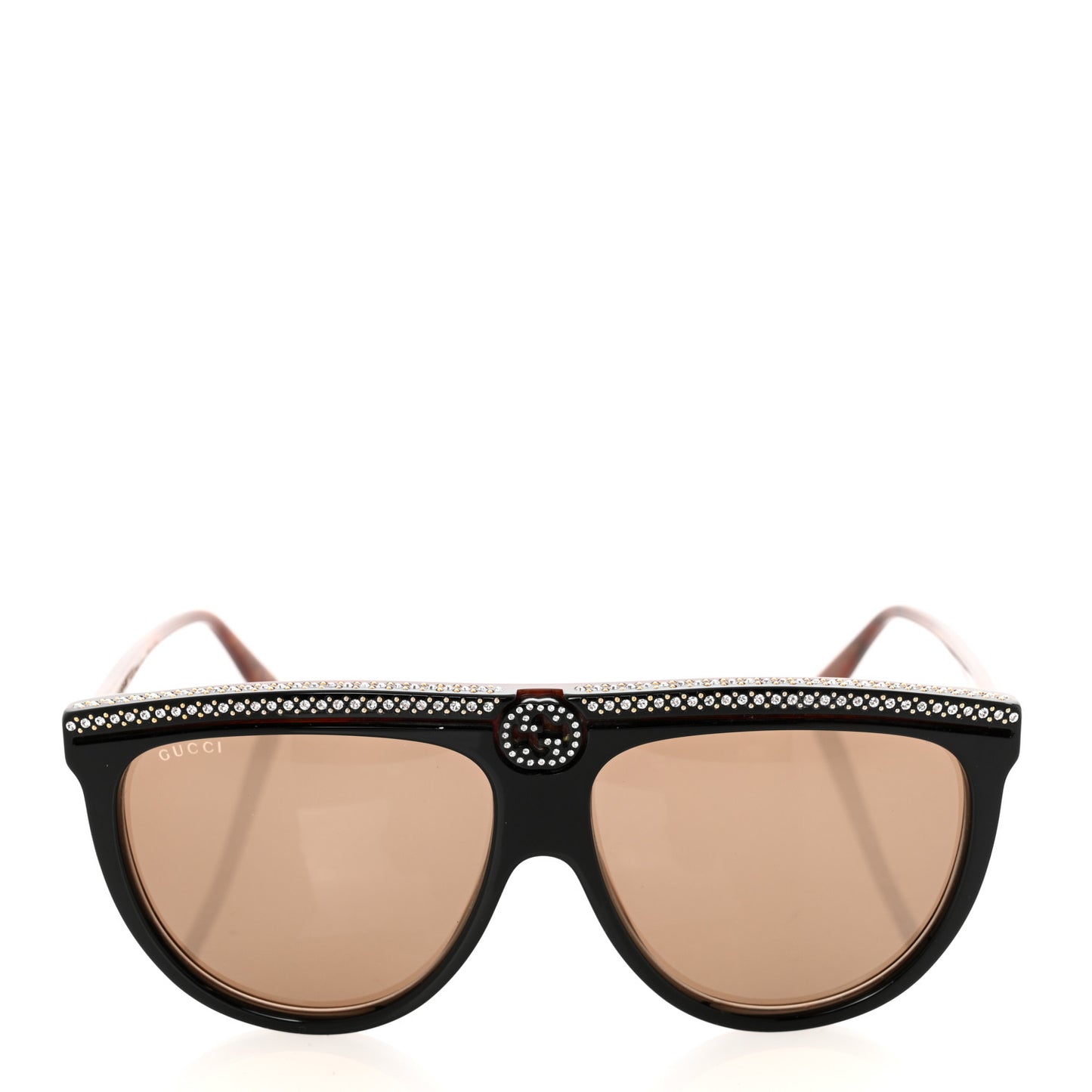 Aviator Crystal Brow Sunglasses GG0732S Havana Brown