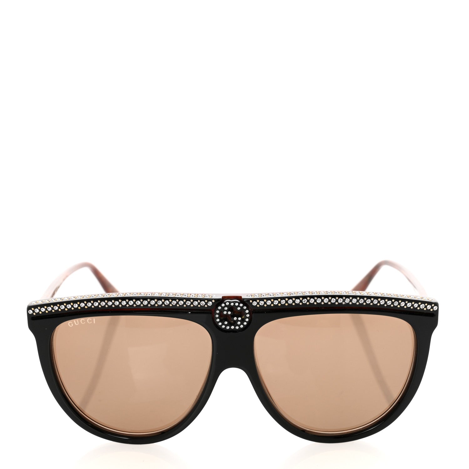 Gucci Aviator Crystal Brow Sunglasses GG0732S Havana Brown 2 of 7