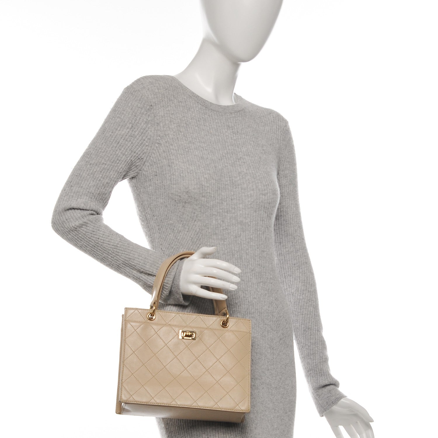 Chanel Calfskin Quilted Mademoiselle Tote Beige 6 of 13