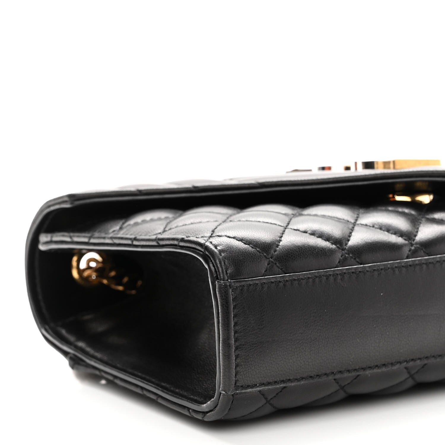 Saint Laurent Lambskin Mixed Matelasse Triquilt Small Monogram Satchel Black 8 of 9