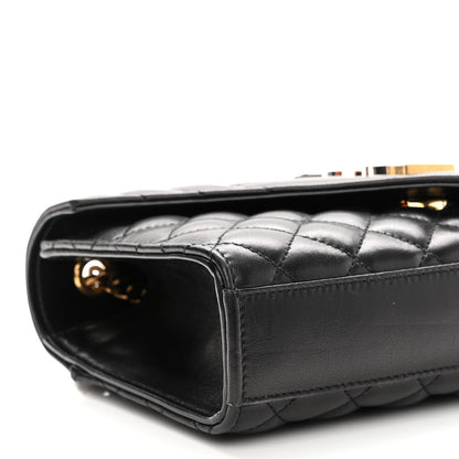 Saint Laurent Lambskin Mixed Matelasse Triquilt Small Monogram Satchel Black 8 of 9