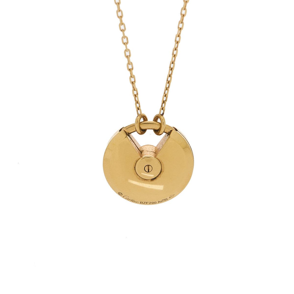 18K Yellow Gold Diamond Mother of Pearl XS Amulette de Cartier Pendant Necklace