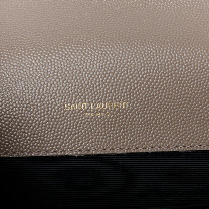 Saint Laurent Grain De Poudre Textured Mixed Matelasse Triquilt Small Monogram Satchel Greyish Brown 6 of 11