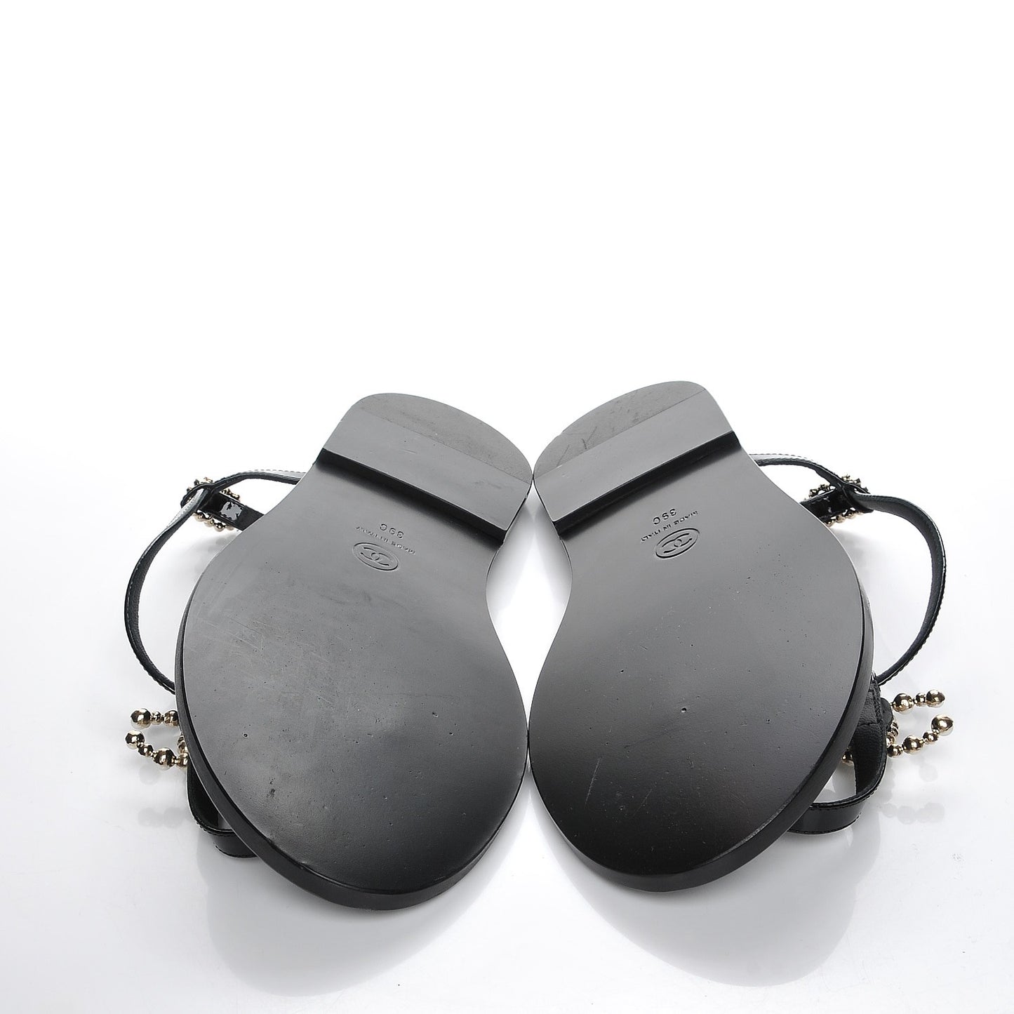 Patent Pearl CC Thong Sandals 39 Black