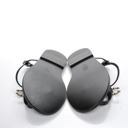 Chanel Patent Pearl CC Thong Sandals 39 Black 5 of 8