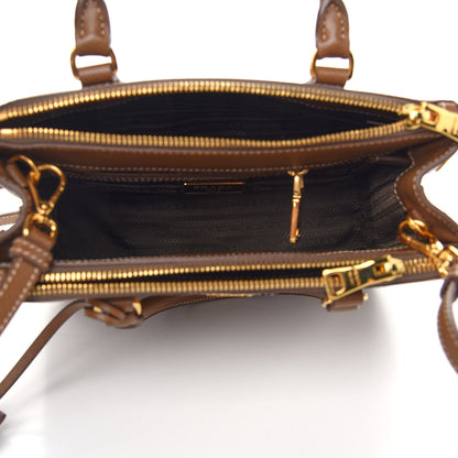 Prada Saffiano Lux Mini Galleria Double Zip Tote Cannella 5 of 8