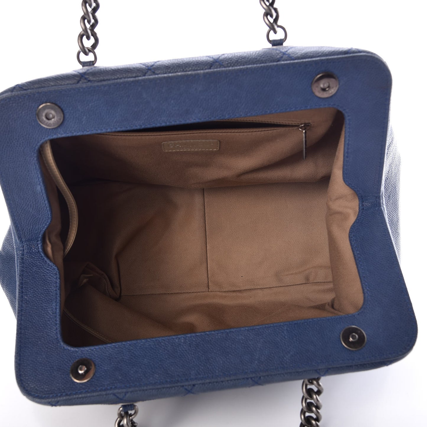 Caviar Quilted Framed Bowling Bag Blue