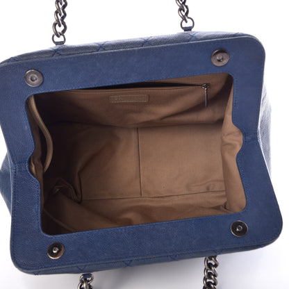 Chanel Caviar Quilted Framed Bowling Bag Blue 5 of 9