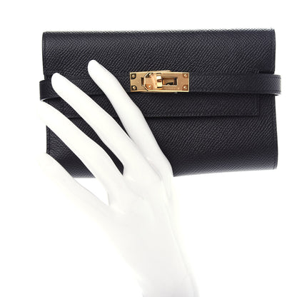 Hermes Epsom Medium Kelly Wallet Black 2 of 8