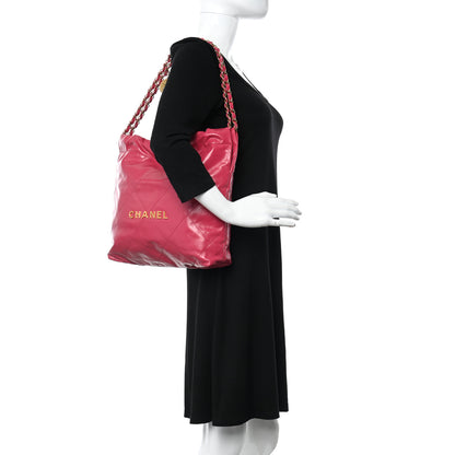Chanel Shiny Calfskin Quilted Small Chanel 22 Fuchsia 2 of 11