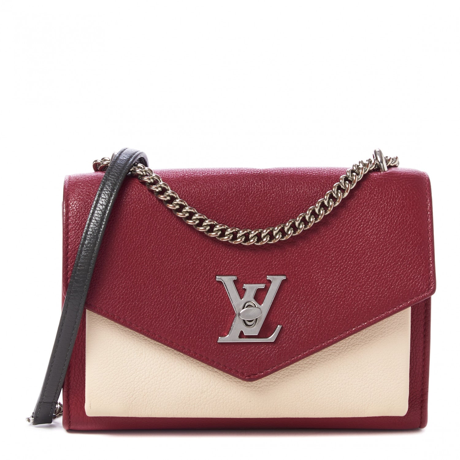 Louis Vuitton Soft Calfskin Mylockme Chain Bag BB Lie De Vin Etain Creme 1 of 8