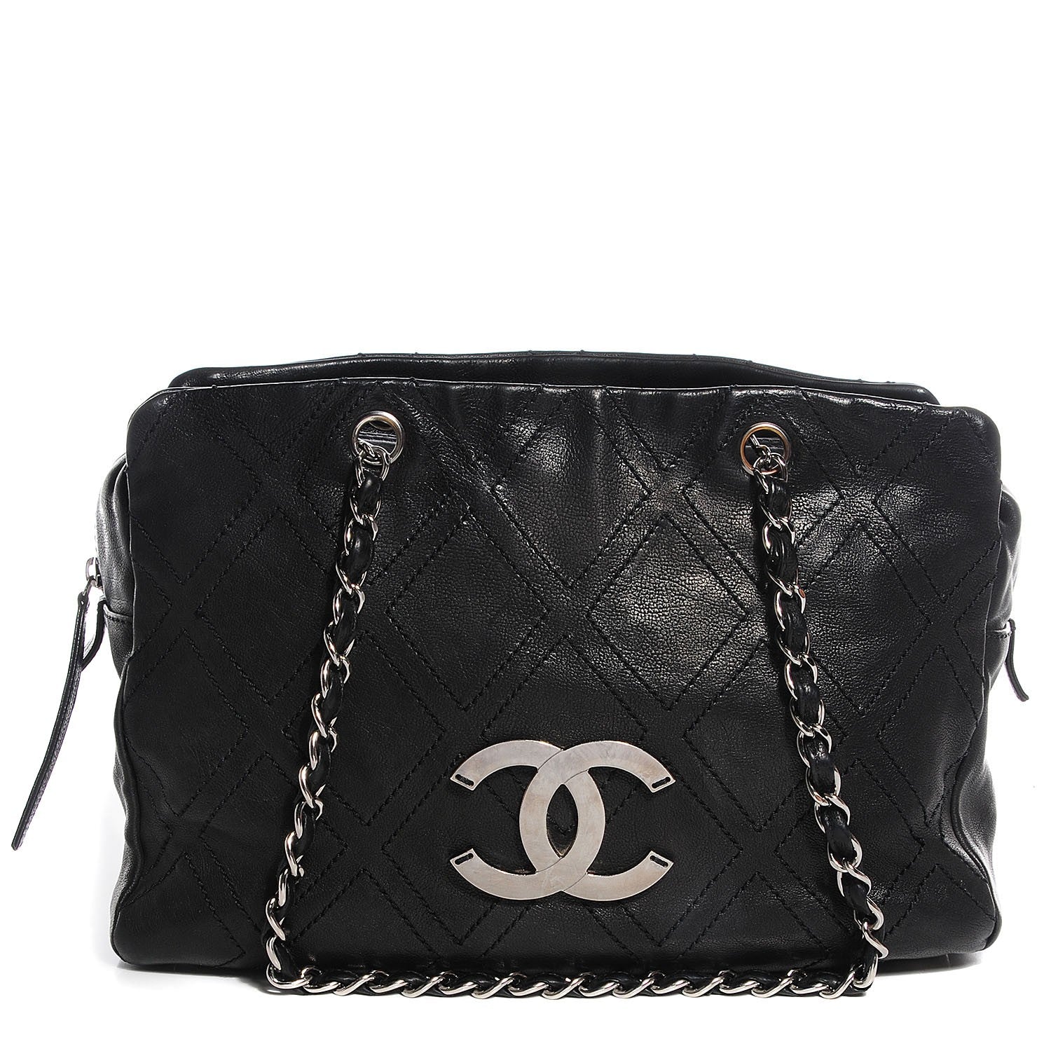 Chanel Calfskin Large Diamond Stitch Tote Black 1 of 7