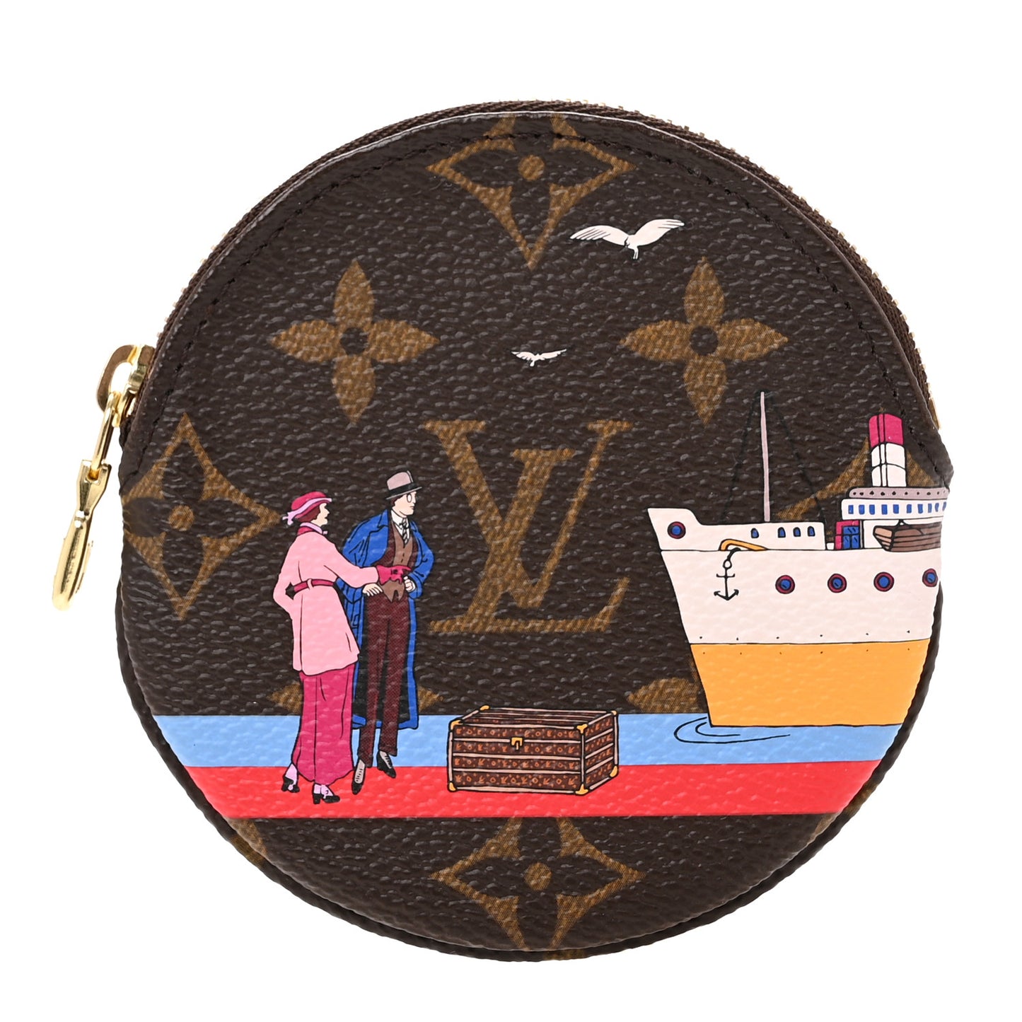 Monogram 2016 Christmas Animation Round Coin Purse Rouge