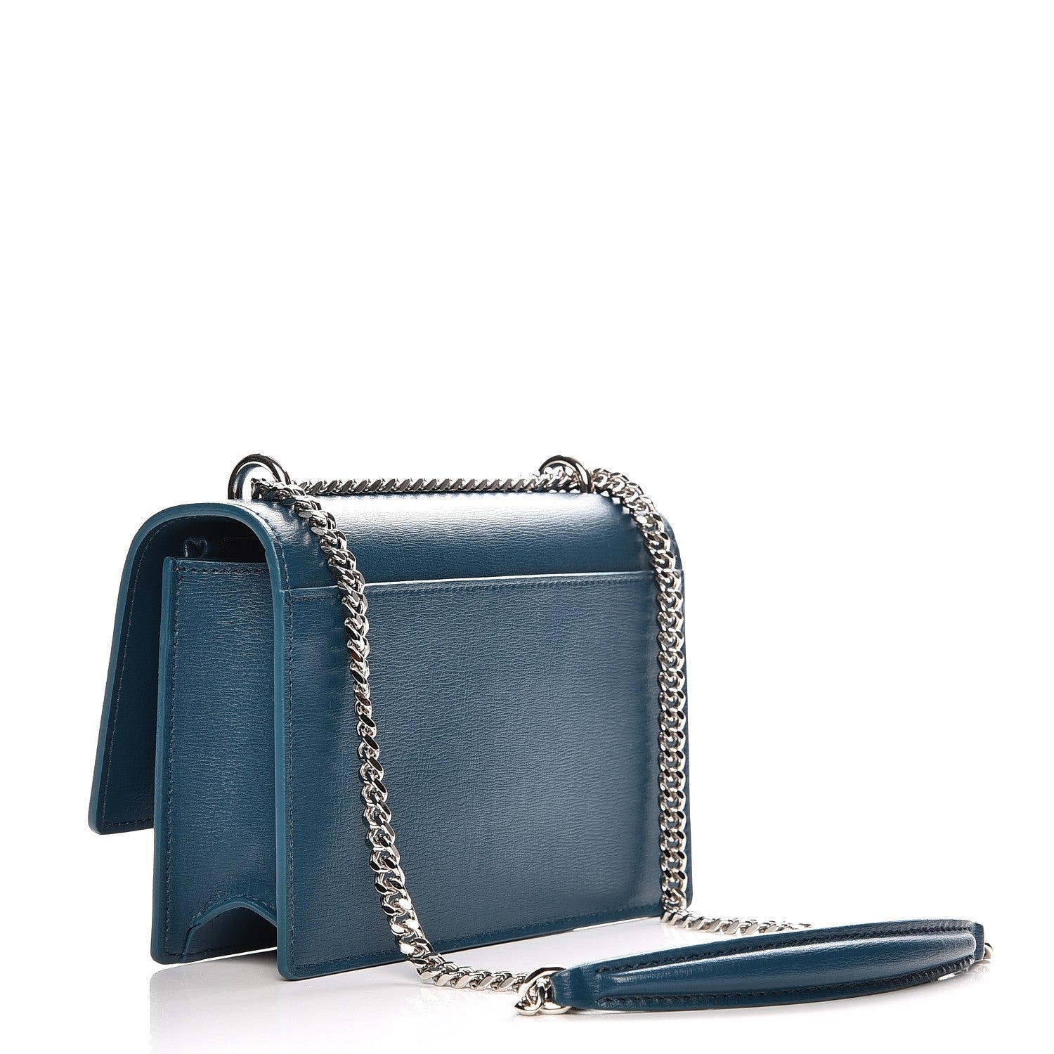 Saint Laurent Calfskin Monogram Sunset Chain Wallet Turquoise 3 of 7