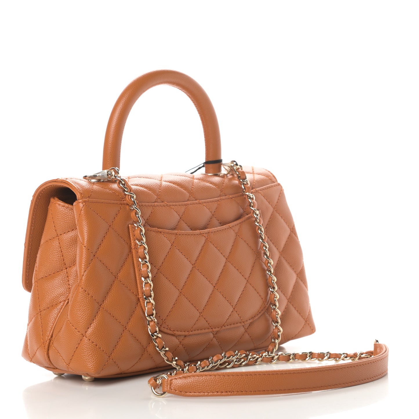Caviar Quilted Mini Coco Handle Flap Brown