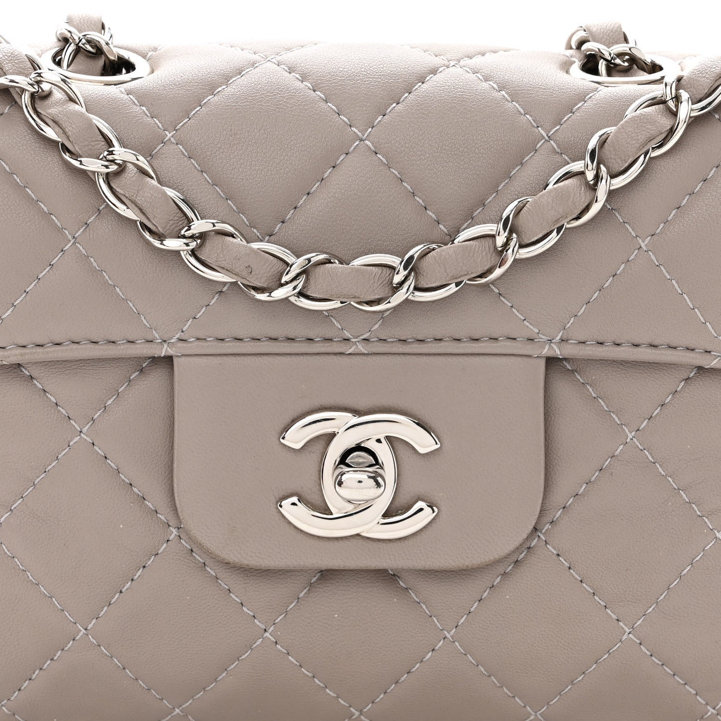 Lambskin Quilted Small Chanel 4 Flap Grey