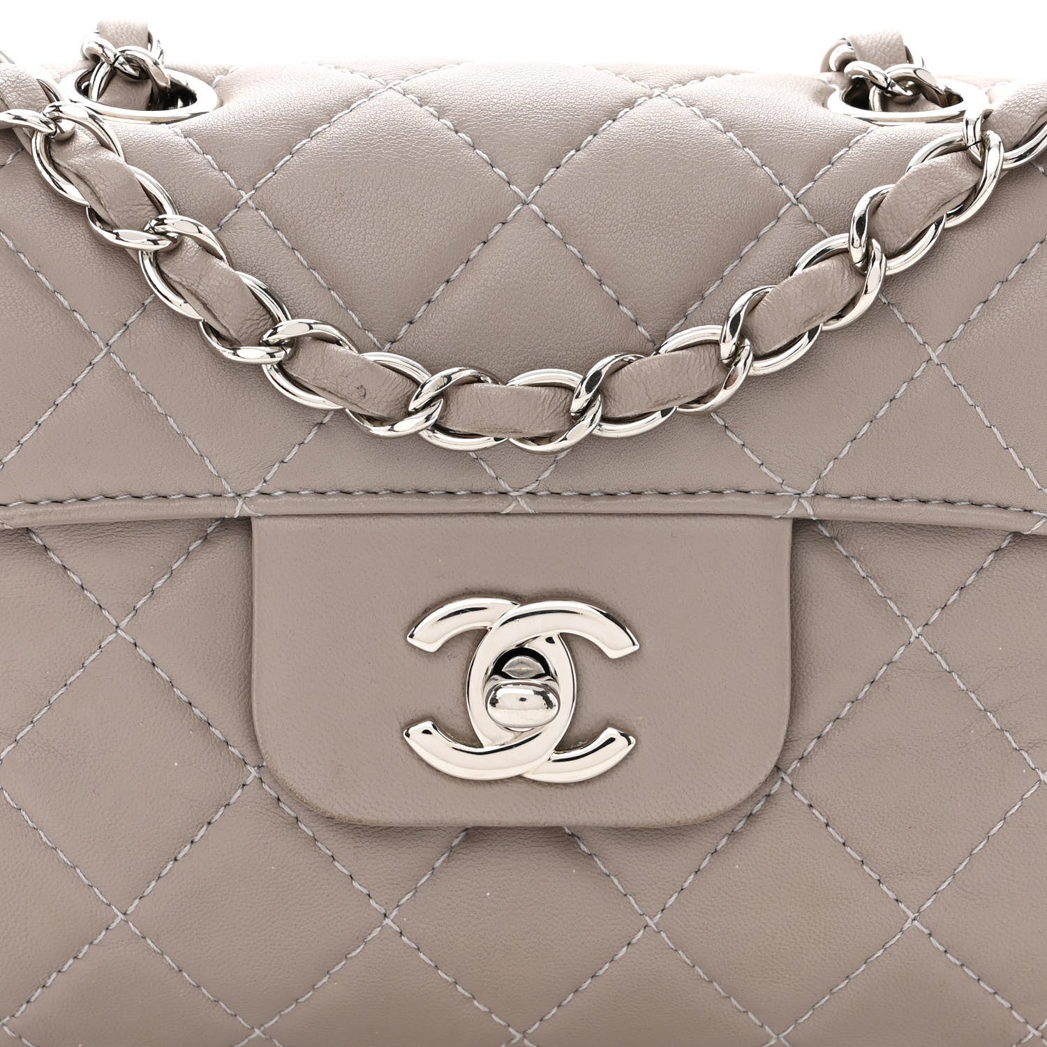 Chanel Lambskin Quilted Small Chanel 4 Flap Grey 8 of 10