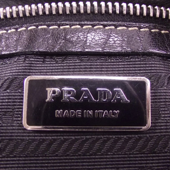 Prada Leather Easy Foldover Pushlock Work Bag Black 10 of 14