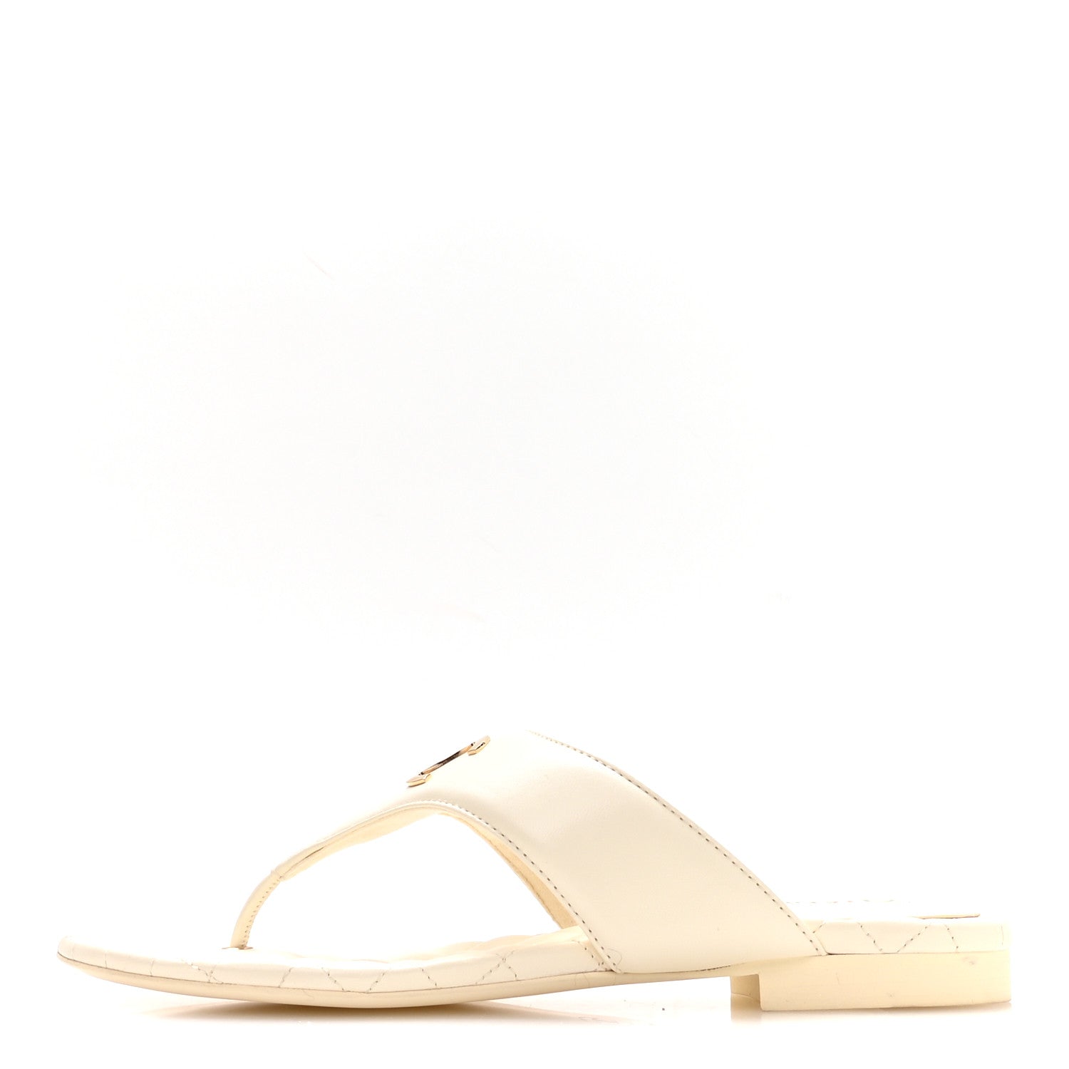 Chanel Lambskin Quilted Padded Thong Sandals 39.5 White 1 of 9
