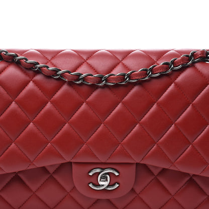 Chanel Lambskin Quilted Jumbo Double Flap Red 13 of 14