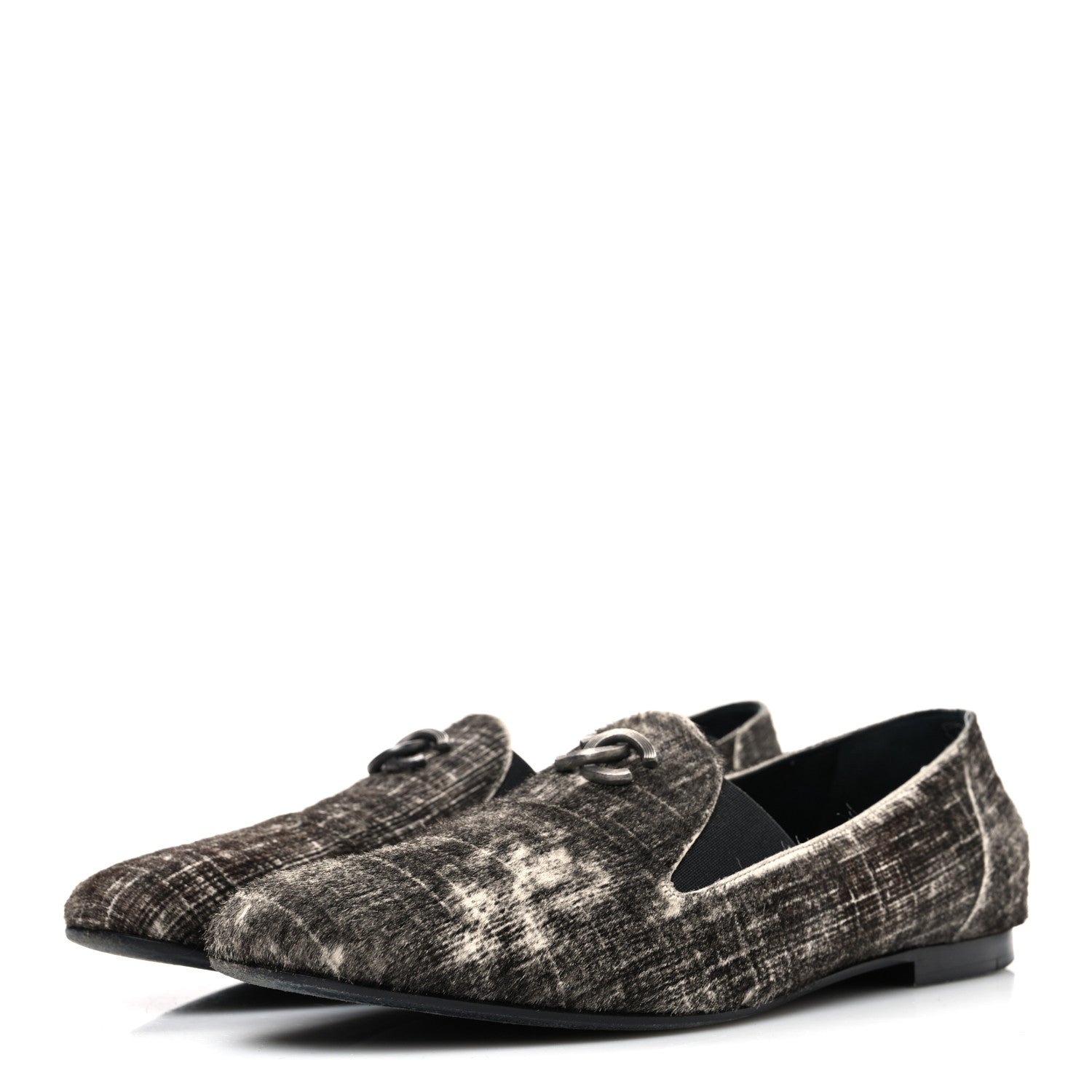 Chanel Pony Hair Calfskin CC Mocassin Loafers 39 Silver Black 4 of 11