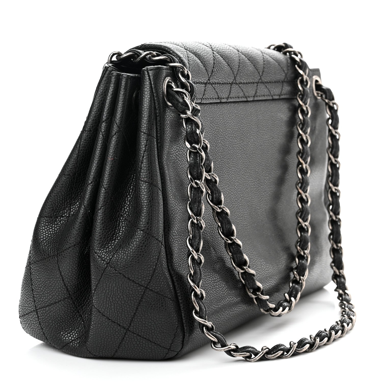 Chanel Caviar Quilted CC Accordion Shopping Bag Black 3 of 12