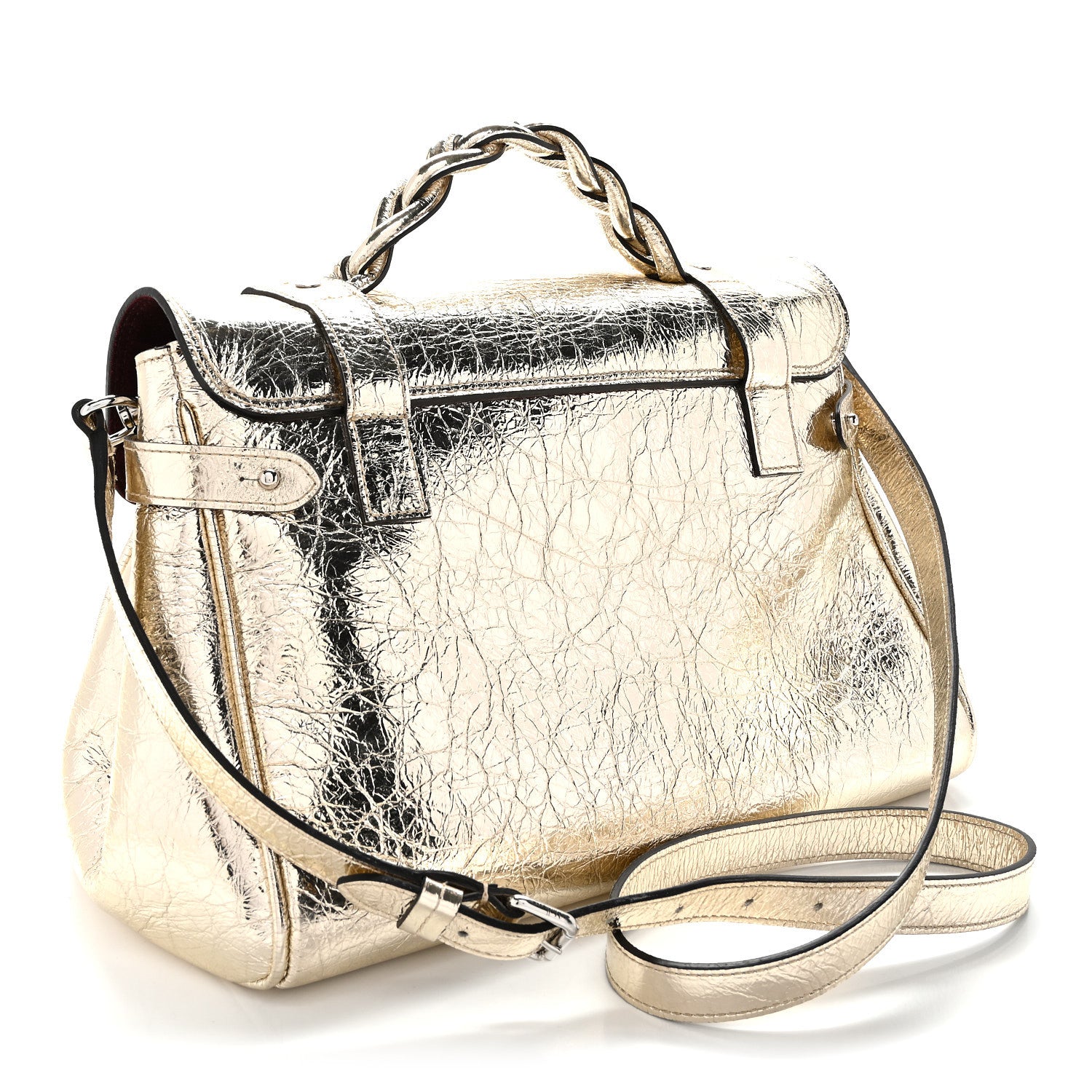 Mulberry Metallic Crinkled Calfskin Medium Alexa Gold 3 of 10