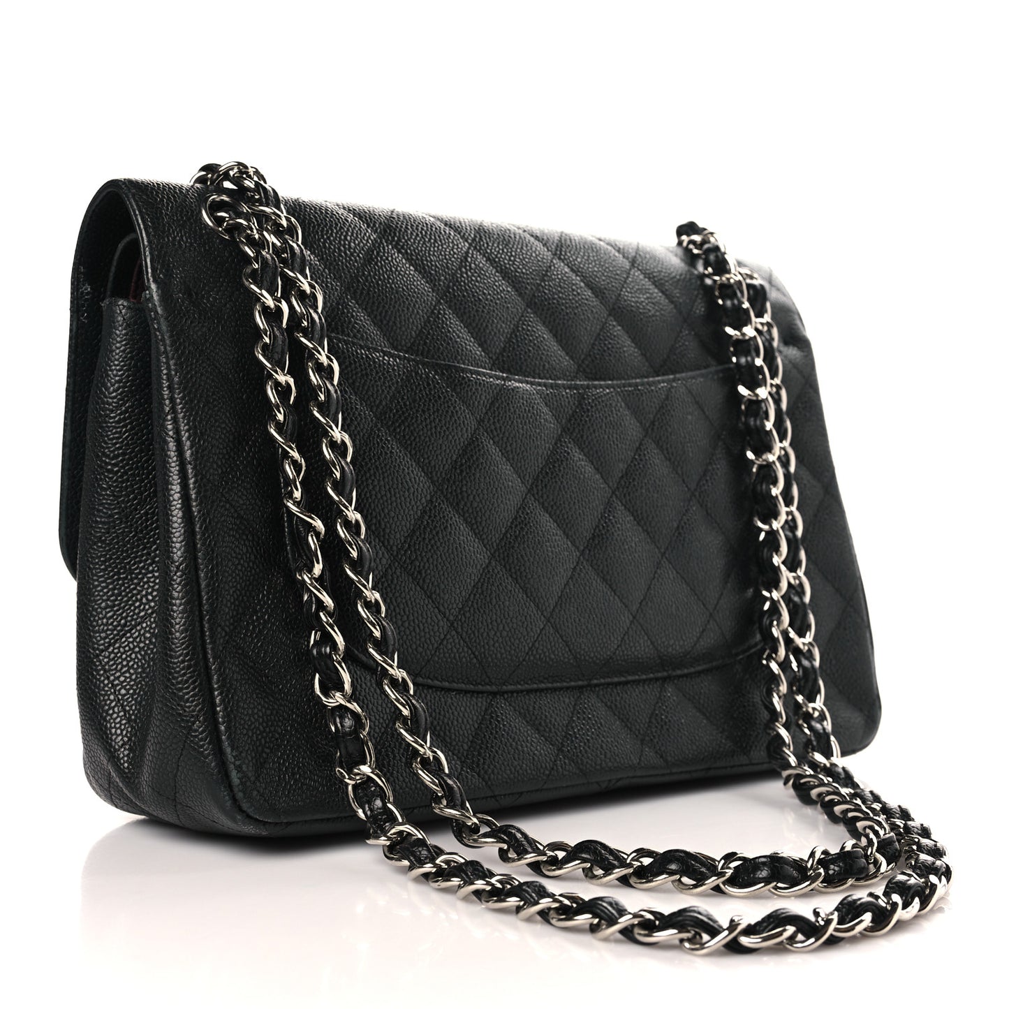 Caviar Quilted Jumbo Double Flap Black