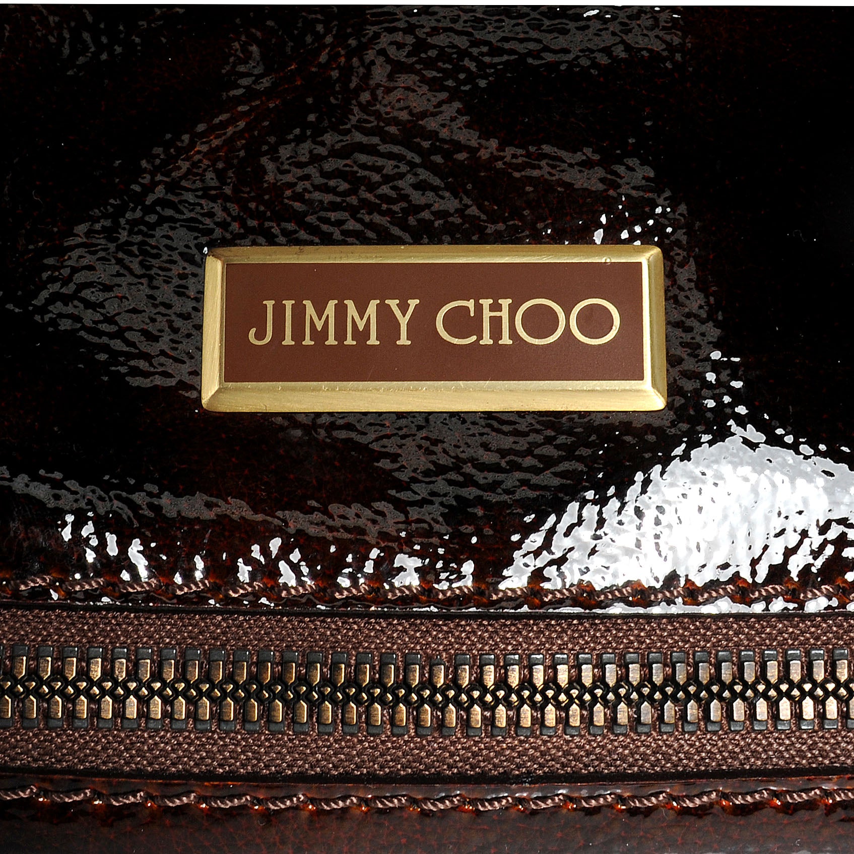 Jimmy Choo Liquid Patent Leather and Suede Mahala Cognac 4 of 9