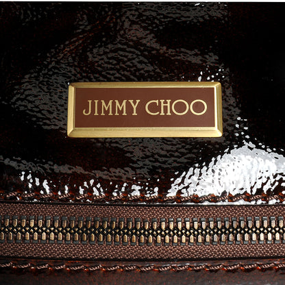 Jimmy Choo Liquid Patent Leather and Suede Mahala Cognac 4 of 9