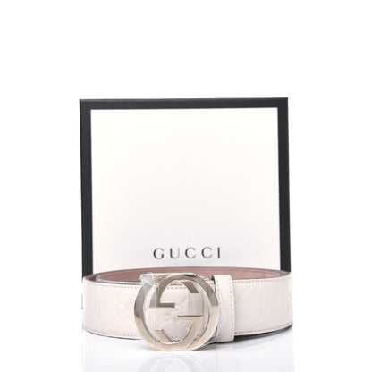 Gucci Guccissima Interlocking G 37mm Belt 85 34 Mystic White 8 of 8